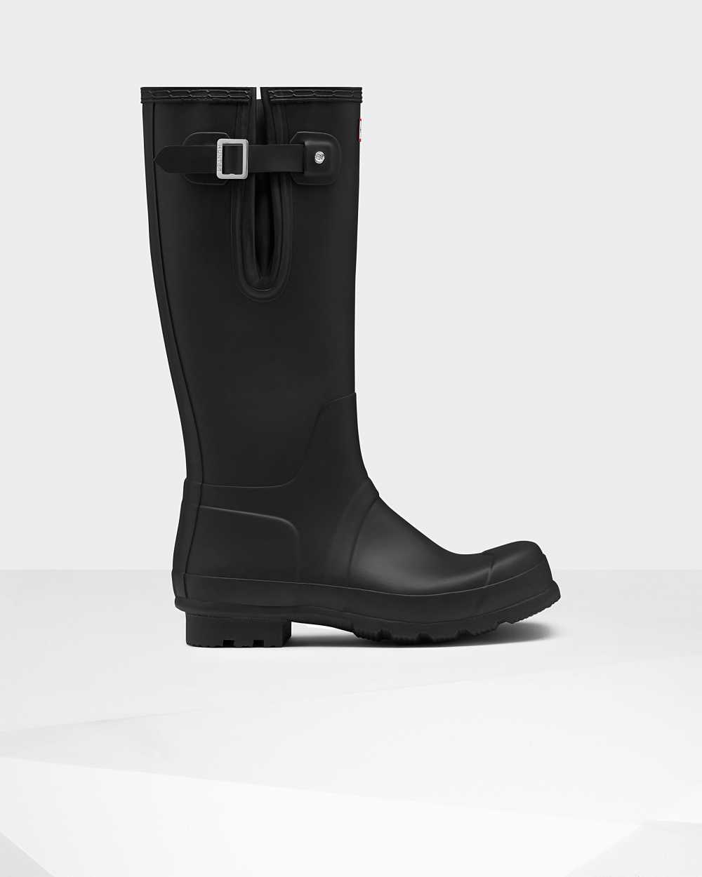 Hunter Men's Original Tall Side Adjustable Tall Wellington Boots Black,DWKS70241